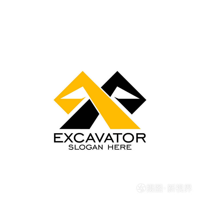 挖掘机标志设计.挖掘徽标, 矢量图标