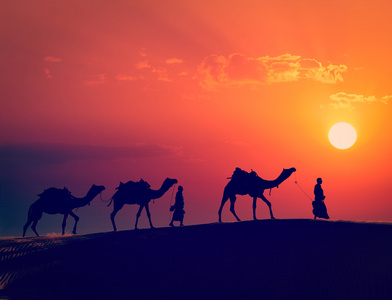 与在沙丘的塔尔渔民骆驼骆驼两夫