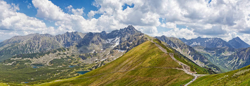 全景的山景观, Tatra 国家公园, 波兰。高 Tatras, 大山