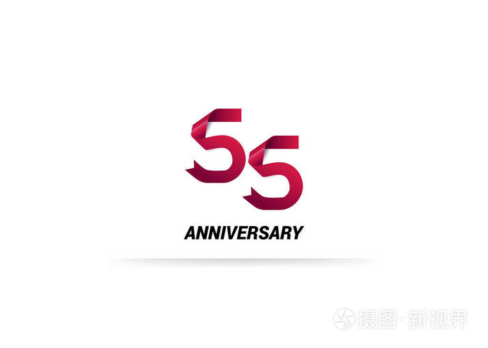 55周年纪念红色标志在白色背景, 向量例证
