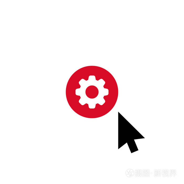单击矢量图标, 带有设置符号的光标符号.