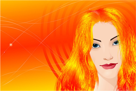 抽象橙色头发的女人