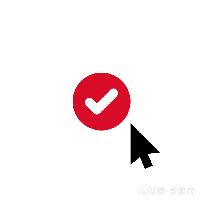 单击矢量图标, 带有复选标记的光标符号.