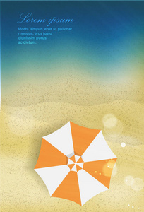 阳光海滩, 大海, 沙子和雨伞样本文本