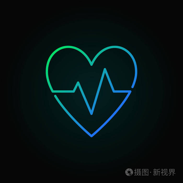心跳矢量蓝色图标.心率最小符号或标志