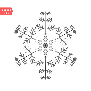 雪花形图标, 矢量简单平坦单色单色白色。圣诞冬季节日主题装饰设计元素