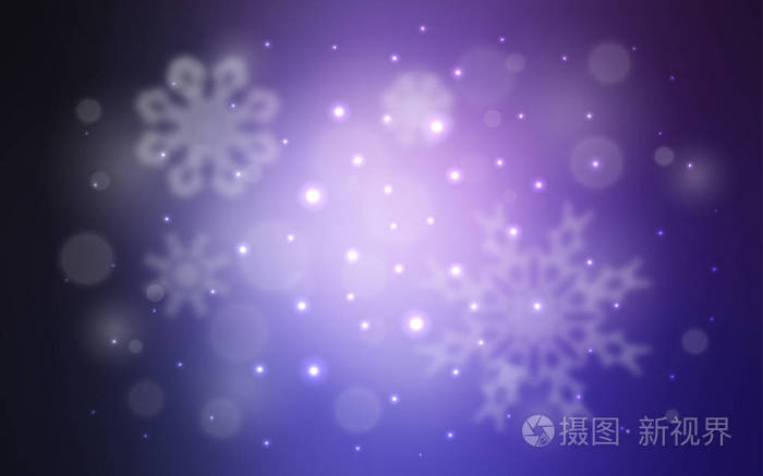 深紫色的矢量覆盖着美丽的雪花圣诞节风格的装饰设计模糊的雪该模式可