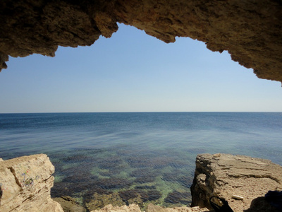 克里米亚半岛景观图的海洞穴图片