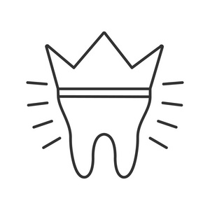 白色背景上的牙科皇冠线形图标