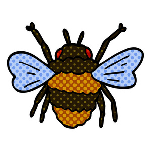 卡通涂鸦蜜蜂平面图标, 矢量, 插图
