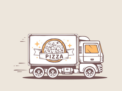 卡车自由和快速送披萨