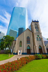 休斯顿城市景观在德克萨斯州我们的安提阿教会