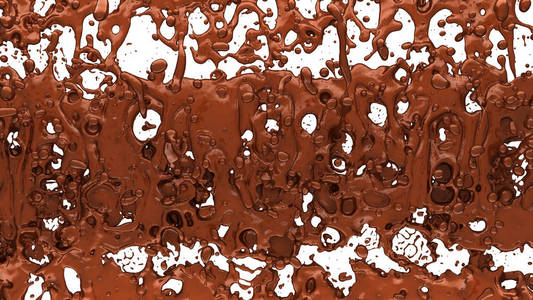 巧克力或可可咖啡溅起白色的水滴。3d 渲染, 3d 插图