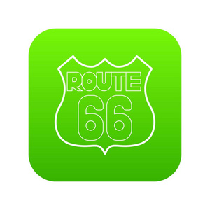 路线66盾形图标绿色向量