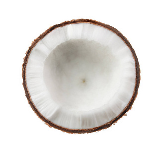 椰子。白色背景上的半隔离