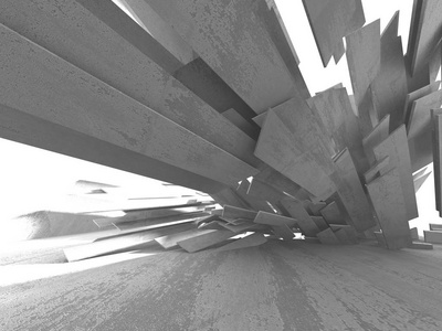 抽象几何混凝土建筑背景。3d 渲染图