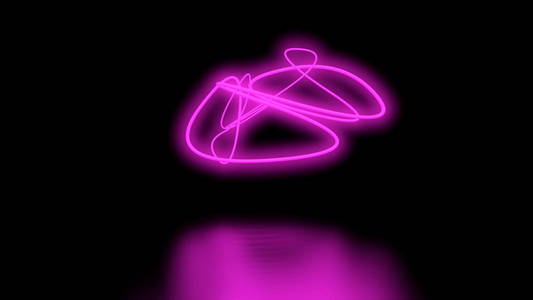未来科幻抽象紫色霓虹灯形状在黑色背景墙和反射地板空白的文本3d 渲染插图
