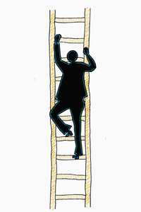 男人在梯子上成功的阶梯概念图片
