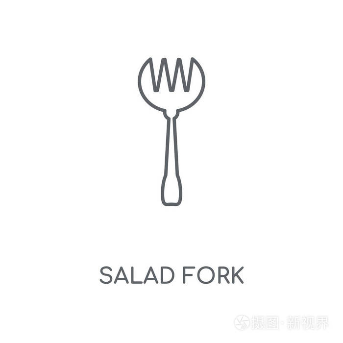 沙拉叉子概念笔画符号设计.
