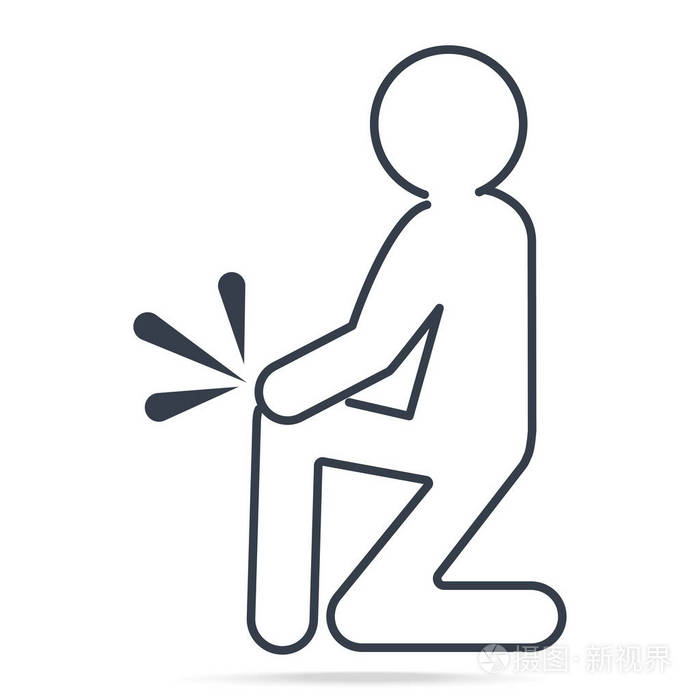 人受伤或膝盖疼痛的图标.医疗标志简单线图标图示插画
