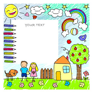 彩色涂鸦儿童绘图模板图片