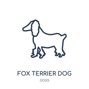 狐狸泰瑞尔狗图标。狐狸泰瑞尔狗线性符号设计从狗收集。简单的大纲元素向量例证在白色背景