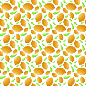 柑橘果实的无缝背景。柠檬图案