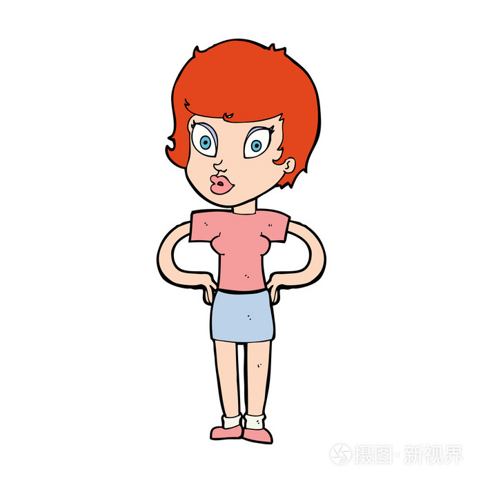 卡通女人双手叉腰