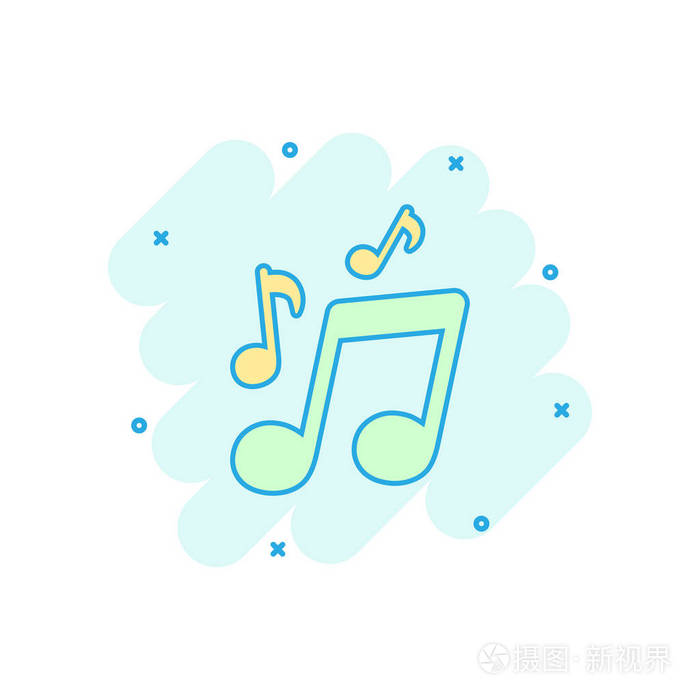 矢量卡通音乐图标的漫画风格.声音笔记标志例证象形文字.