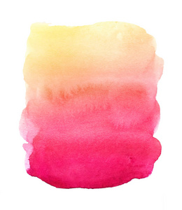 水彩手绘抽象黄粉红色背景。艺术画笔笔触