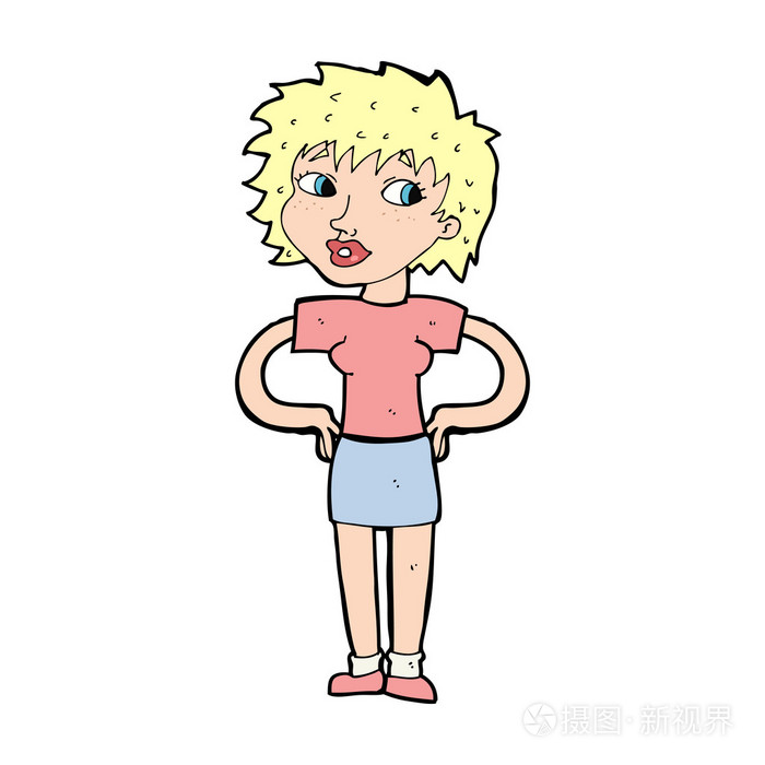 卡通女人双手叉腰