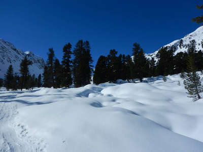 一个美丽的 skitouring 在冬天阿尔卑斯在奥地利