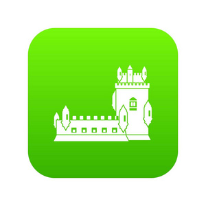 历史城堡图标绿色向量
