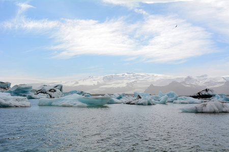 冰岛冰川泻湖 Jokulsarlon 中的冰山