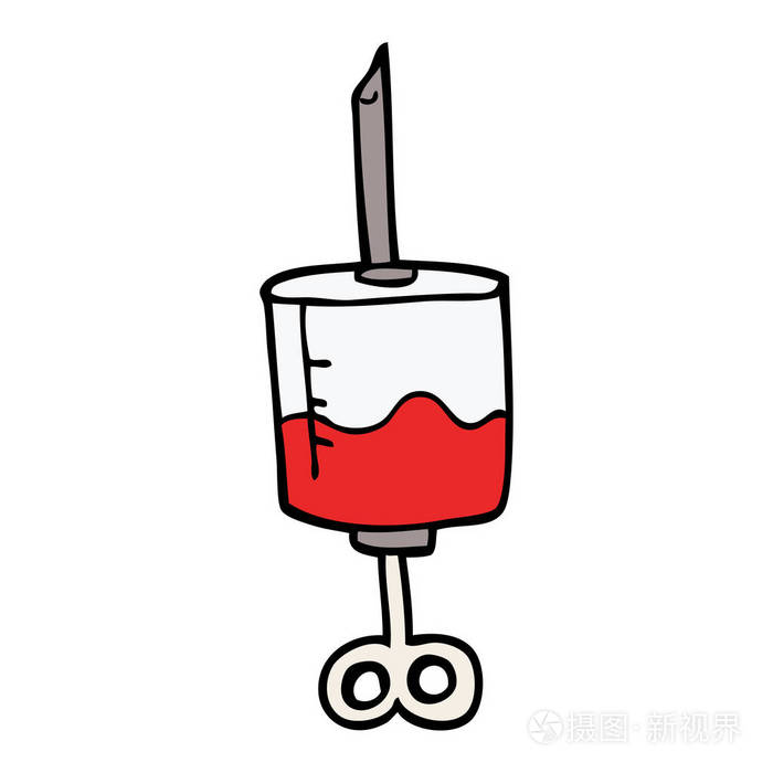 充满鲜血的注射器动画片涂鸦