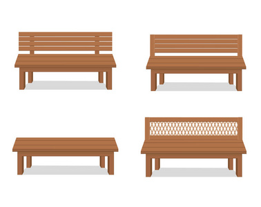 在白色背景上孤立的长凳. 矢量插图. 木制建筑