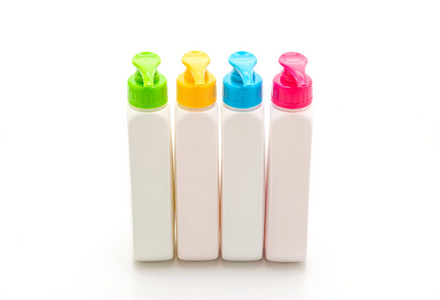 凝胶, 泡沫或液体肥皂分配器泵塑料瓶隔离白色背景