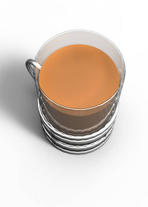 喝杯茶在白色背景上孤立
