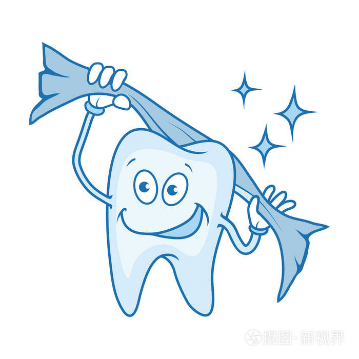 动画片微笑牙齿防止牙齿清洁卡通牙齿站立在不同的姿势矢量图稿