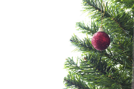 圣诞树装饰球明星黄金在抽象背景为新年快乐