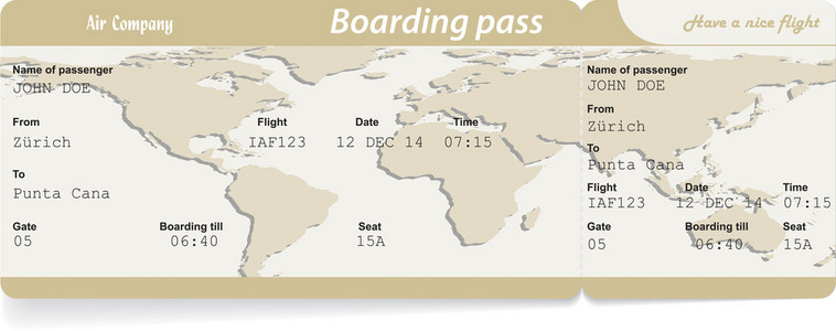 矢量图像的航空公司登机票图片