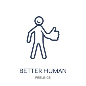 更好的人类偶像。更好的人类线性符号设计从感情收集。简单的大纲元素向量例证在白色背景