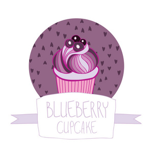 可爱的美丽美味的蓝莓蛋糕向量例证
