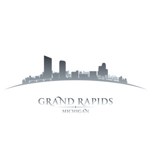 Grand Rapids Michigan City Skyline Silhouette weien Hintergrund