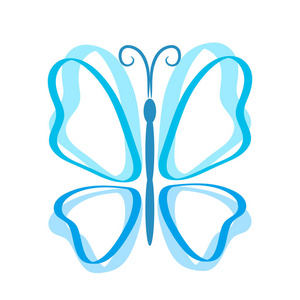 美丽的蓝色抽象蝴蝶为您的设计白色, 股票矢量插图
