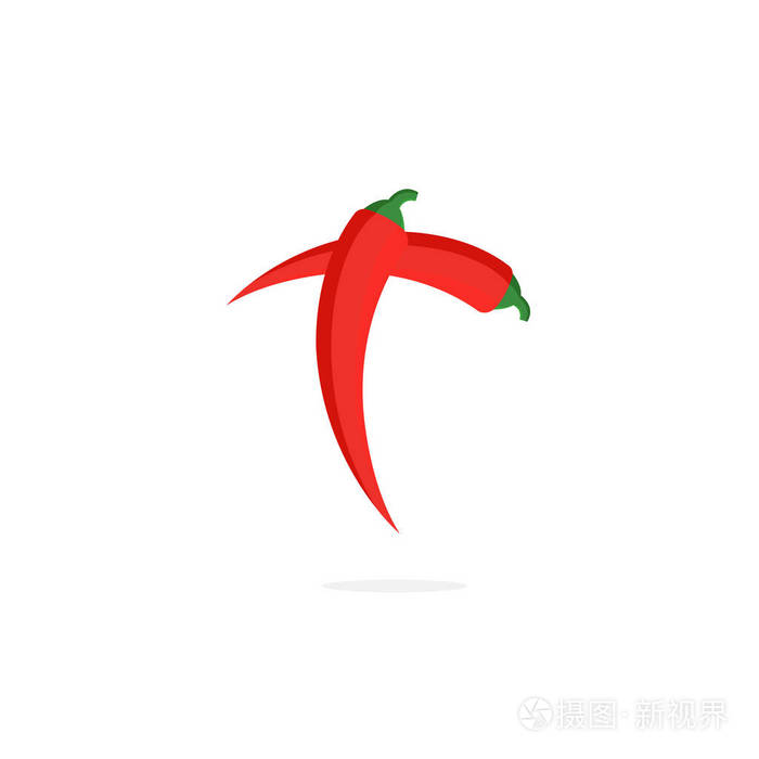 现代向量辣椒标志字母 t. t 红辣椒字母设计向量