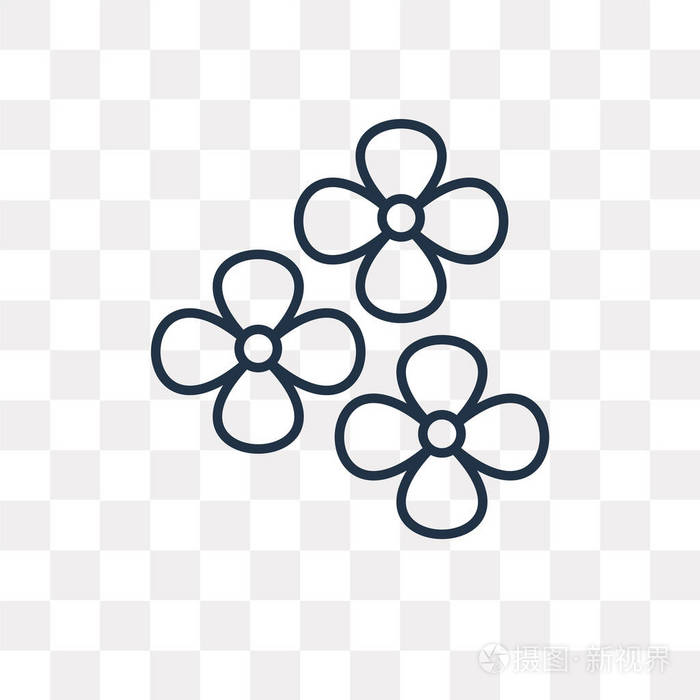 花矢量轮廓图标隔离在透明背景上 高品质线性花卉透明度概念可以使用