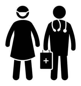 医务人员佩戴听诊器和手持公文包描绘医生