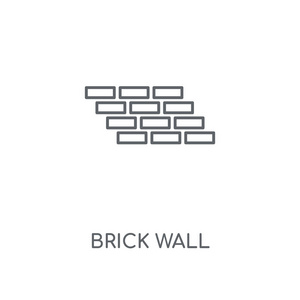 砖墙线性图标。砖墙概念笔画符号设计。薄的图形元素向量例证, 在白色背景上的轮廓样式, eps 10