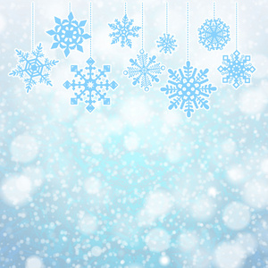 冬天雪花的快乐圣诞贺卡，矢量图
